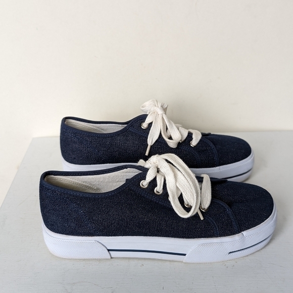 No Boundaries Y2K Platform Denim Low Top Sneakers - Picture 2 of 7